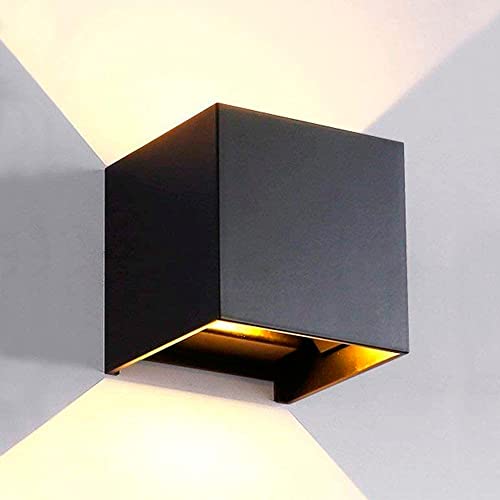 M Ledme - Aplique de pared Negro exterior/interior LED 6W, 3000k Blanco cálido,...