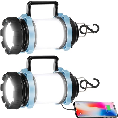 Paquete de 2 Luces de Camping, Linterna LED Recargable, 1000 lúmenes, Foco de...