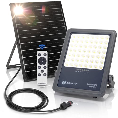 Aigostar Foco proyector LED solar con control remoto,Focos solare de...