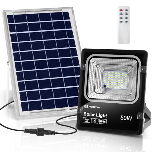 Aigostar - Foco proyector LED solar con mando a distancia，50W，6500K luz...