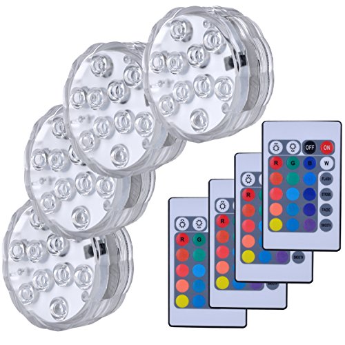 Hitopin Luces LED Sumergibles, 4PCS Impermeable Luces Sumergibles, Iluminación...