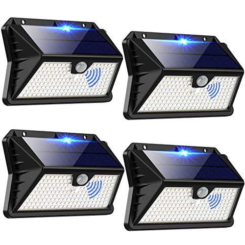 OUILA Luz Solar Exterior, 【4 Paquete】 185 LED/3 Modos Focos Solares Exterior...