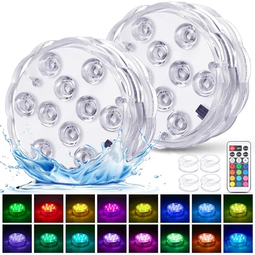 2 Set Luces Led Sumergibles Con Control Remoto: Rgb Multicolor, Impermeables Y A...